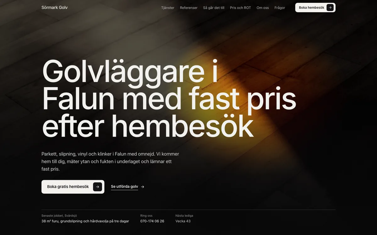 Efter, en golvfirma i hemsidan Rönn med rubriken Golvläggare i Falun med fast pris efter hembesök